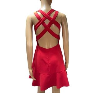 ZARA Crisscross Backless Mini Dress Women's Size Small Red